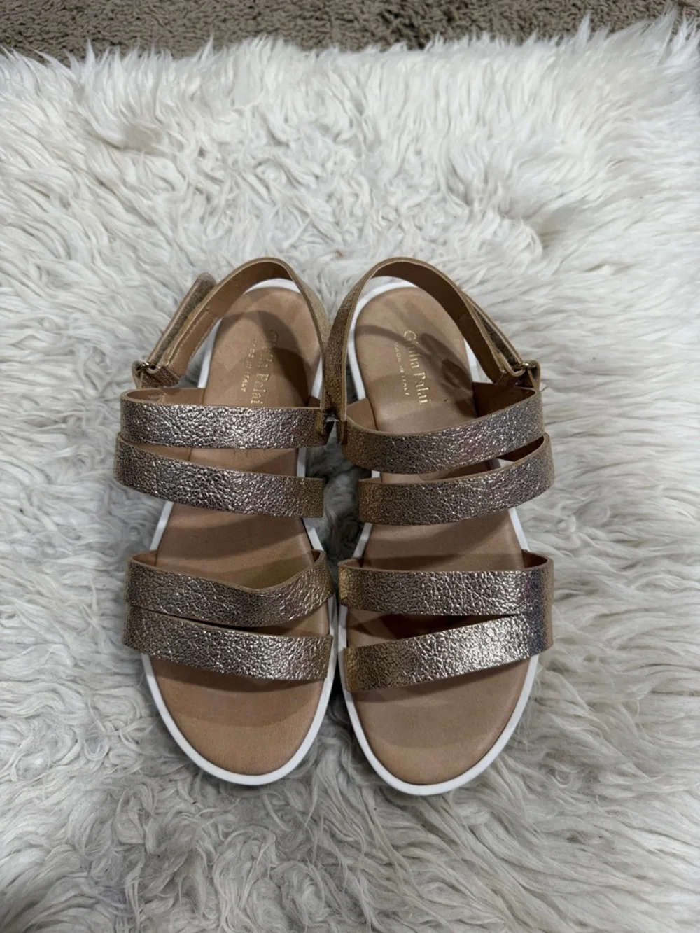 Giulia Palai Big girls' gold strappy sparkle sandals Size 5‎